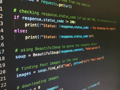 Python code on a dark screen showing real programming syntax